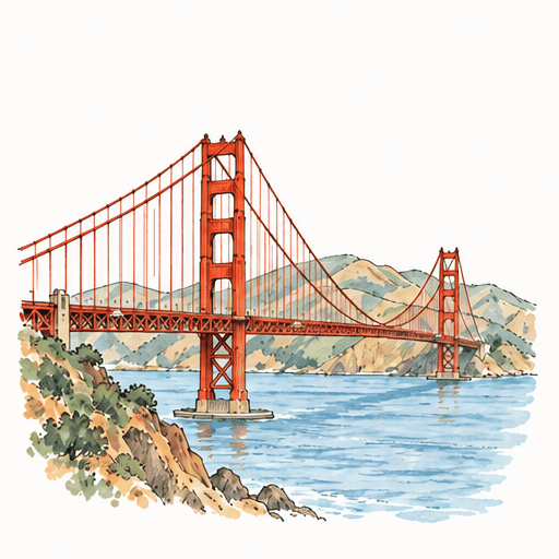 A tiny animated sketch of the Golden Gate Bridge